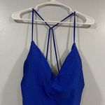 La Femme 28206 Cross Back Satin Jersey Trumpet Gown SZ 12 - Royal Blue - NWOT Photo 5