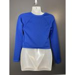 Aerie OFFLINE By  Shirt Womens XS Blue Waffle Knit Cropped Long Sleeve Top Photo 4
