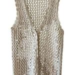 Huntington Ridge Ramie Cotton Cream Botton Boho Festival Crochet Vest M # 2244 Size M Photo 0