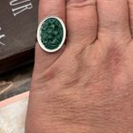 Handmade Vintage 1970s Green Floral Cabochon Ring Boho Photo 6