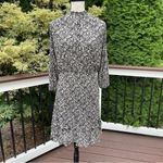 Mango  Ruffled floral print dress black white Sz 6 Photo 2