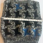VINTAGE SML SPORT Hand‎ Knit Sweat Vest Black Blue and Grey Star Shapes Sz Large Photo 7