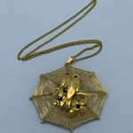 Vintage birds in spider web gold fashion necklace Photo 5
