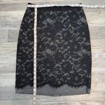 Loft  Grey Pencil Skirt Black Lace Overlay, Black Slip Women's O15 Photo 1