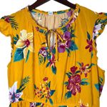 Old Navy  Yellow Floral Midi Dress Sz XL Short Flutter Sleeve Casual Boho Flowy Photo 3