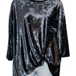 Cherish  Front Knot Sweatshirt Crushed Velvet Top Ice Blue S Photo 0