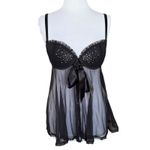 Victoria's Secret  Sexy Little Things Babydoll Lingerie Bow Black Rhinestones 34D Photo 2