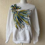 Vintage Jerzees Activewear Floral Flowers 90s Nature Crewneck Sweatshirt womens White Size M Photo 0