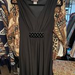 Nina 🍁VTG Black V-Neck Embellished Knee-Length Dress Photo 1