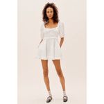 For Love & Lemons  Jackson Mini Dress in Ivory X-Small New Womens Poplin Photo 2