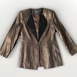 EVA POLINI Women's 10/Gold Skirt Suit Jacket metallic Formal Evening Rhinestone Gold Size 8 Photo 4