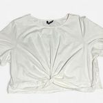 SheIn  White Crop Tie Front Short Sleeve T-Shirt Photo 0