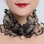 Women Shiny Pearl Organza Chiffon Scarves Bandana Ruffle Scarf Headband ☆ : Black Photo 0