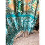 HEMANT AND NANDITA Ruffle Shift Dress in Blue Vintage Tile Green Size M Photo 3