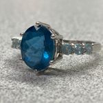CID Clyde Duneier 10K White Gold Oval Blue London Topaz Ring Aquamarine Size 7 Photo 2