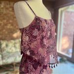 Indigo Thread Co Dress Maxi Floral Pom Flounce Burgundy XS Tiered Brunch Garden Pink Photo 9