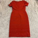 Escada Carmine Red Midi Bodycon Cocktail Dress Holiday Party Size M Photo 2
