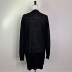 Ann Taylor Linen Blend Black Open Front Long Cardigan, Sz Medium Photo 7
