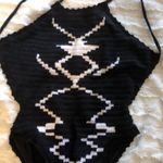 Lovers + Friends  No Secrets Black White Crochet one piece size large Photo 4