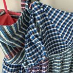 Maeve Anthropologie Waverly Dress One-Shoulder Checkered gingham midi asymmetric Photo 6