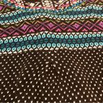 Anthropologie  Guinevere Cardigan Fair Isle Knit Sweater Capelet Brown Rainbow L Photo 8