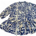 ZARA  Blue and cream mini dress size Large/ floral print with purple  detail Photo 2