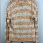 Madewell Peach Tan Baez Striped Relaxed Fit Knit Cotton Wool Long Sleeve Sweater Photo 4