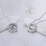 Sterling Silver 925 Round Hearts Necklace Photo 1