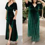 Baltic Born  Meghan Velvet Wrap Maxi Dress Emerald Green Holiday Party Christmas Photo 3