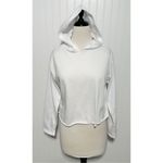 Women's Long Sleeve Pullover Raw‎ Hem Cropped Hoodie Bright White Size Medium Photo 10