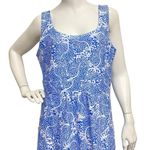 Gingy Made In USA XL Blue Abstract Print Heavyweight Nylon V Neck Shift Dress Photo 1