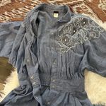 Vintage Chambray Squiggle Embellished Coverall Jumpsuit Blue Size 12 Photo 8