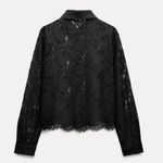 ZARA  NWT black lace button front shirt Photo 6