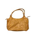 Sag Harbor Faux Croc Embossed Gold Shoulder Bag With Braided Handles Photo 5