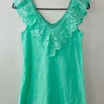 Lilly Pulitzer  Plaza Top Green Sleeveless Ruffled Eyelet Collar Tank Women’s XXS Photo 9