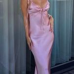 ZARA  dress maxi satin effect slip dusty pink tied wedding party evening Photo 12