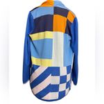 Lands' End Multicolor Color Block Open Cardigan Blue Orange White Pockets Artsy S Photo 2