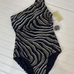 Michael Kors NWT Swimsuit Green Black Tiger Print One Shoulder One Piece Size S Photo 0