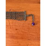 Silver Tone Mesh Chain Bracelet With Purple Bead Extender with Lobster Clasp Photo 11