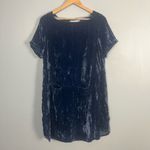 Anthropologie floreat blue crinkled velvet mini shift dress size small Photo 3