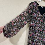 Louna Black Floral Balloon Sleeve Shift Mini Dress Size M Photo 3