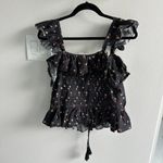 SEA NY Black Ruffle Sleeves Button Front Top Size 6 Photo 4