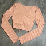 Missguided Tie Front Cropped Long Sleeve Top Pink Size 0 Photo 2
