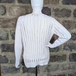 Jeanne pierre Women's Jeanne Pierre White Eyelet Open Knit Sweater Size Large Long Sleeve Photo 3