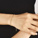 Dainty Gold Bracelets for Women Girls 14K Real Gold Link Chain Bracelets for Women Trendy Hypoallergenic Gold Jewelry Set Photo 5