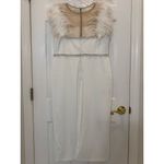 Mac Duggal NWT 11438 Feather Cap Sleeve Pearl Embellished Tea-length Dress Sz 10 Photo 5