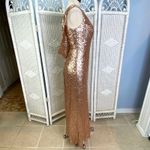Christina Wu Celebration Rose Gold Sequin Gown Sleeveless Cowl Back Dress 12 Photo 1