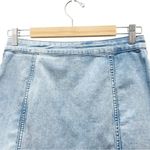 Free People  Little Daisies Button Front Light Denim Mini Skirt Women’s Size 6 Photo 5