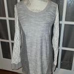 Saturday Sunday Anthropologie Womens Gray White Lace‎ Sleeve Sweater Large Photo 0