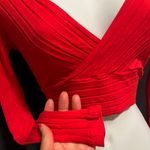 SheIn Red Ribbed Sexy Cropped Longsleeve Size Medium Photo 3